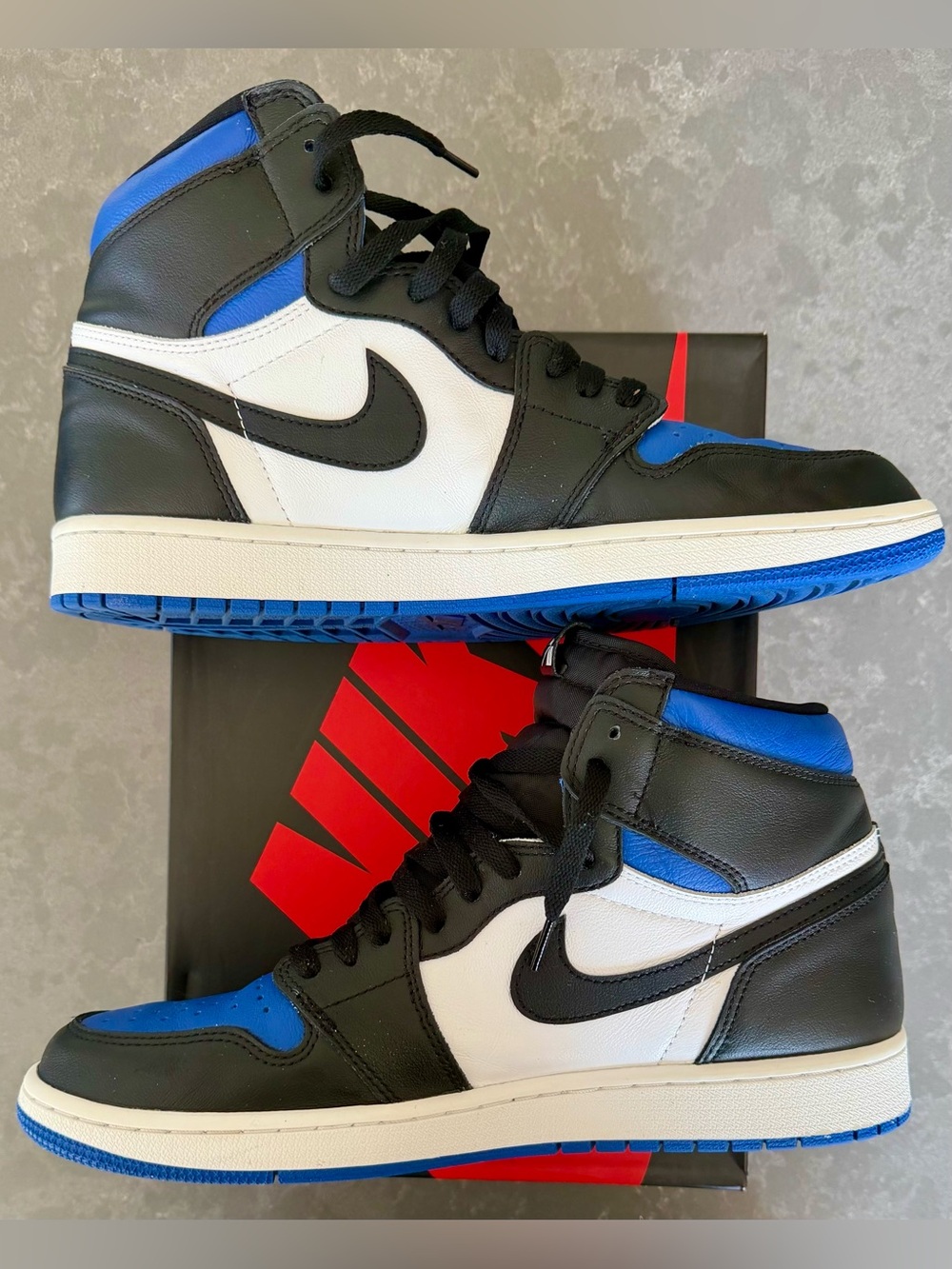 Jordan 1 high OG “royal toe”.